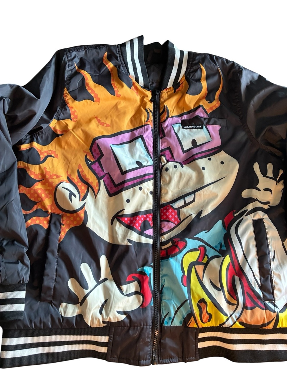 Members Only Nickelodeon Jacket unisex L  Rugrats Ren Stimpy Rocko Bomber Retro